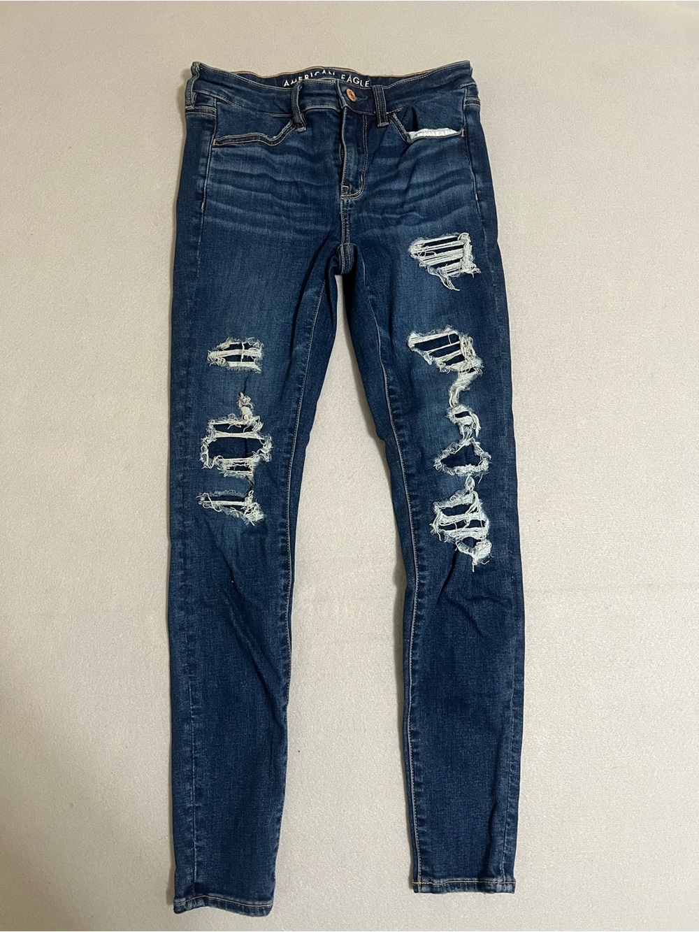 American Eagle Outfitters Dark Blue patched Ripped Skinny Jeans - Women's